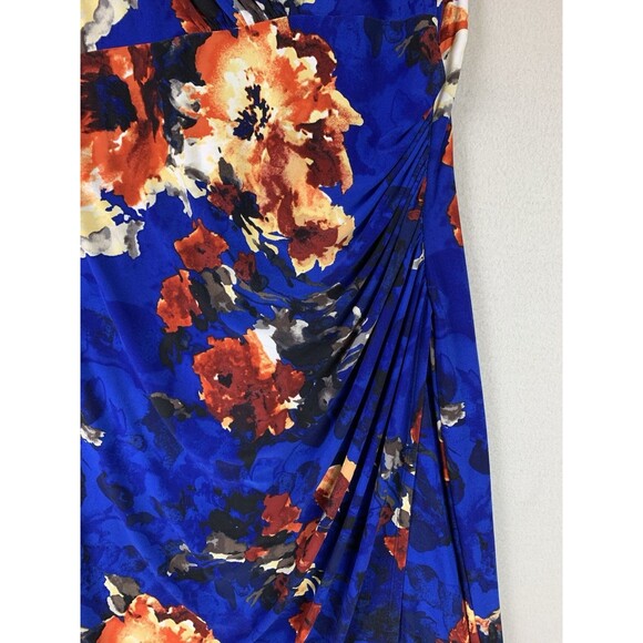 Lauren Ralph Lauren Womans Dress 18 Floral Faux Wrap V-Neck Ruched Sheath Midi - Picture 5 of 8